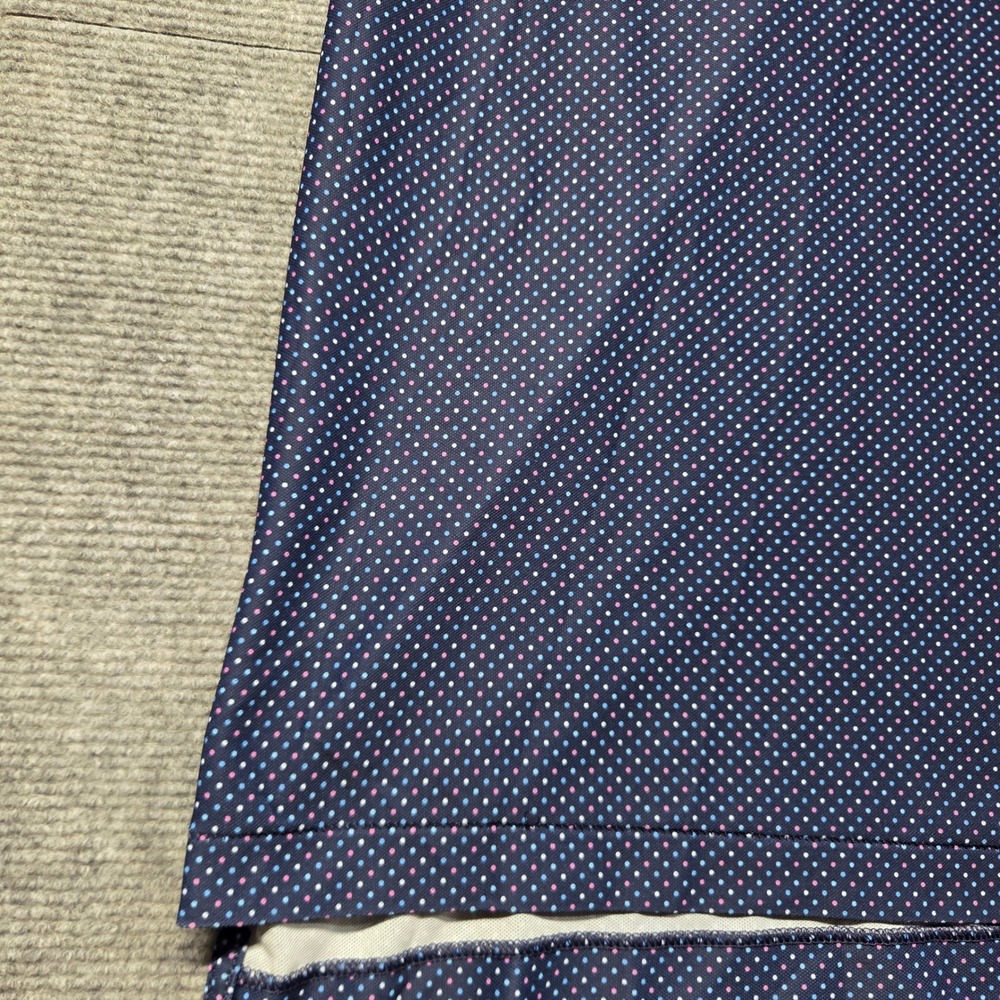 Peter Millar Summer Comfort Polo Shirt Mens XXL Navy Pink Blue Polka Dot Golf - Picture 2 of 11